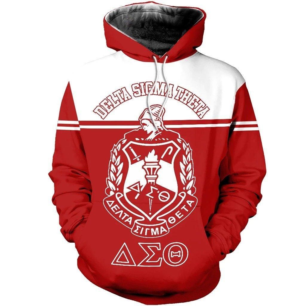 Delta Sigma Theta Hand Sign Red White Hoodie