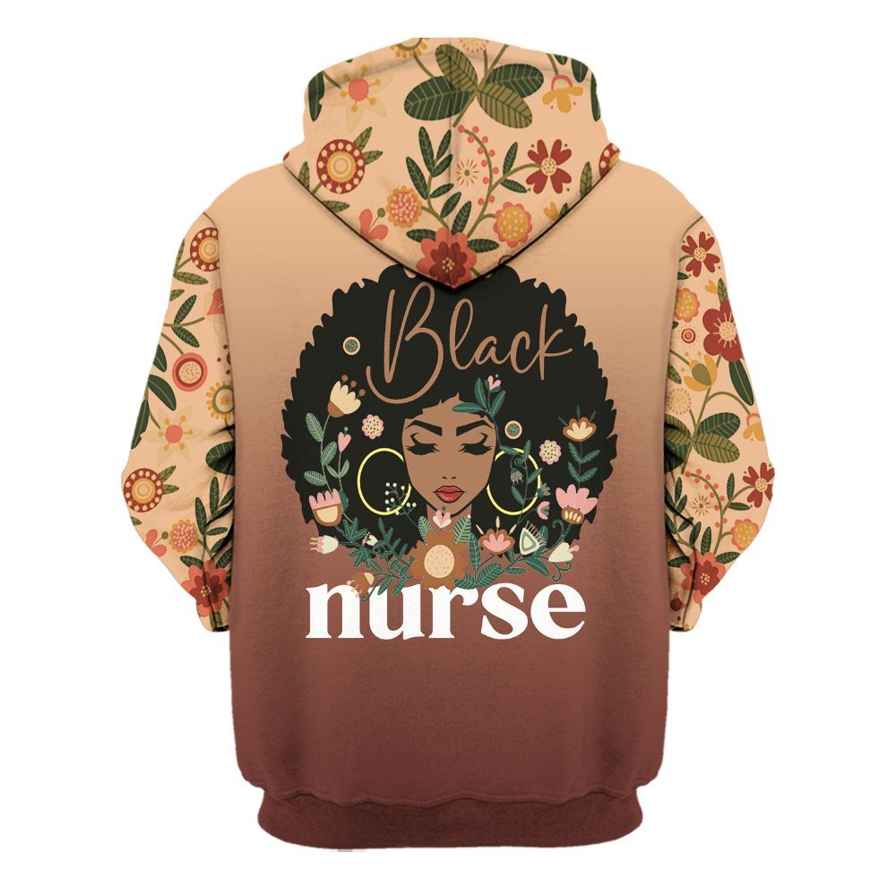 Amare Box Black Nurse Shirt, Black Nurse Floral, Custom Name Shirt, Nurse Clipart, Gift For Black Nurse Unisex Hoodie