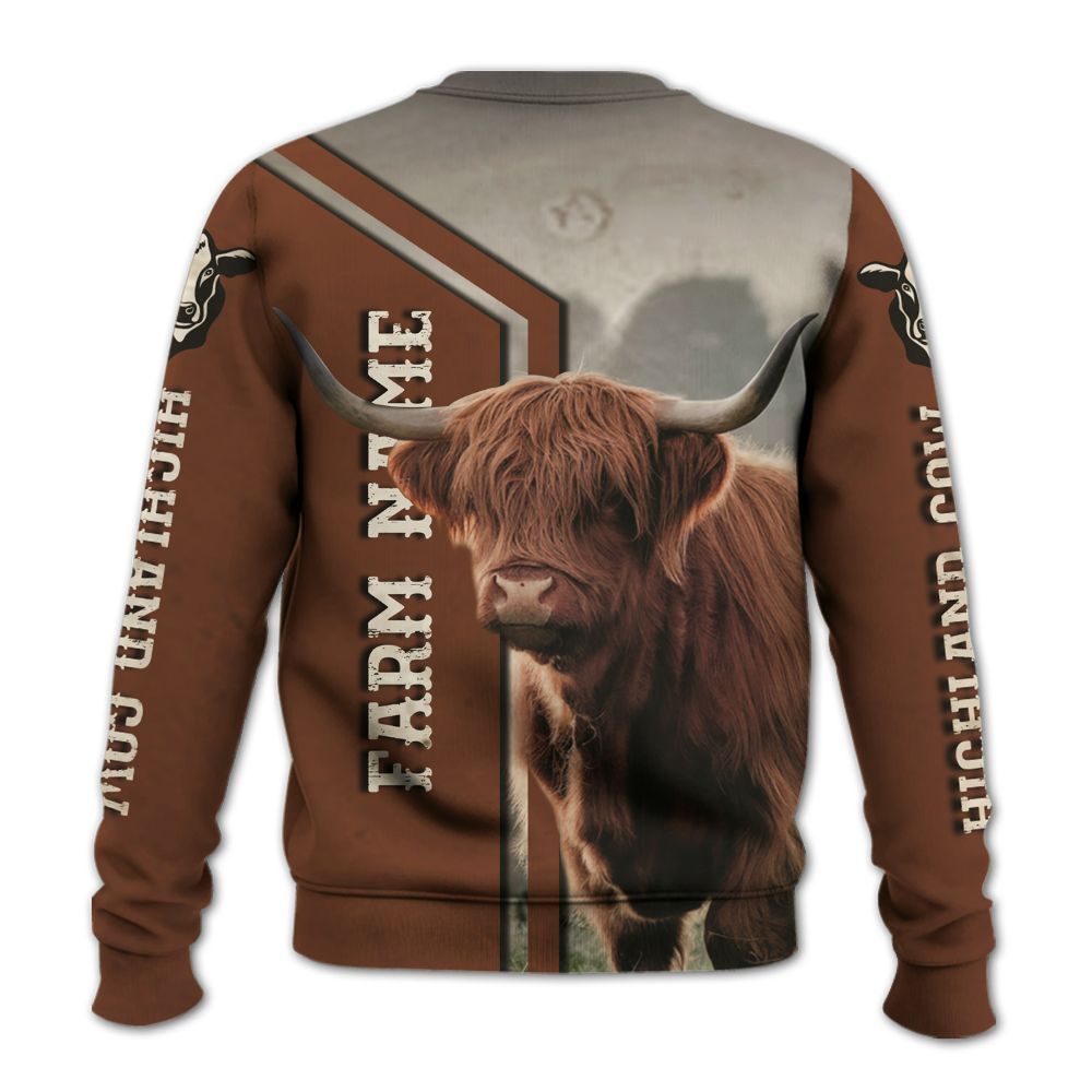 Amare Box Cow Farm Shirt, Vintage Highland Cow, Highland Cow, Cow Shirt, Farm Cow, Cow Lover Shirt, Custom Name Gift Shirt For Farmer Knitted Sweater