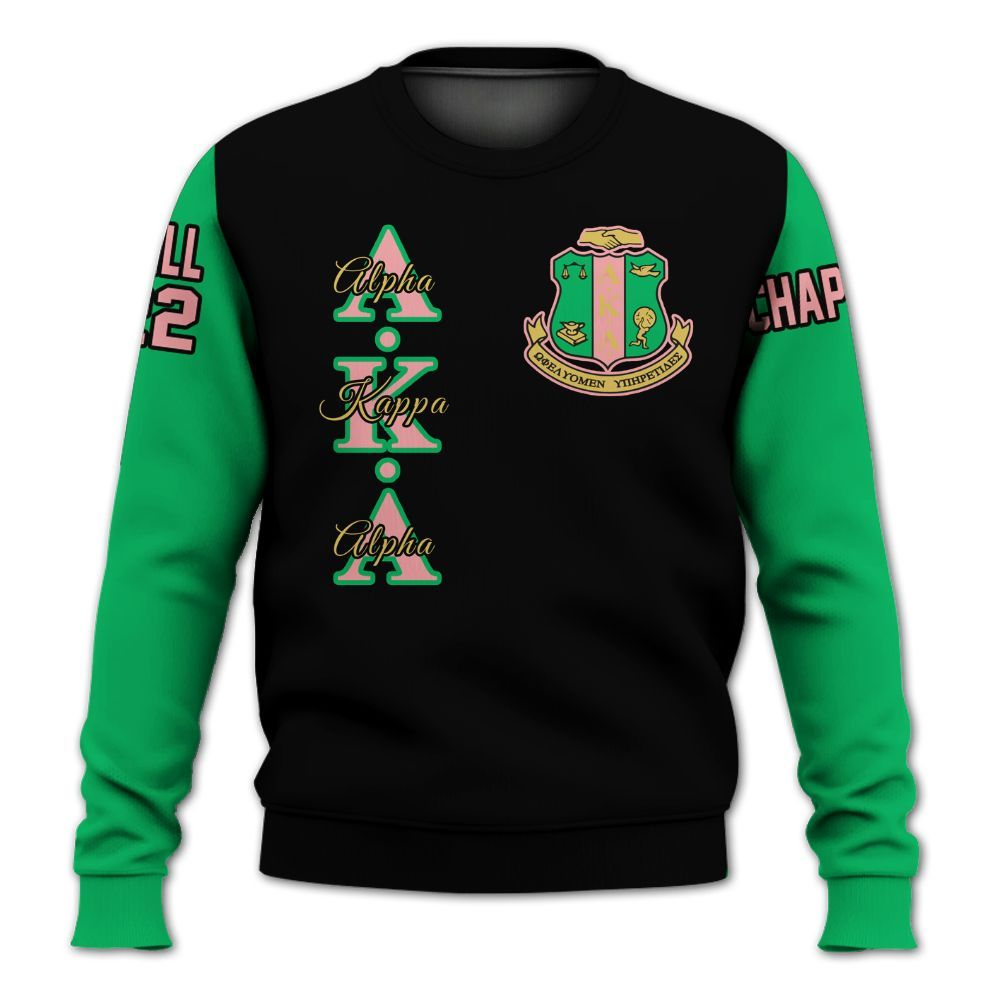 Ireishprint A.K.A Custom Chapter Shirt, Personalized Black Mix Apple Green Shirt 1908 Sorority Sweatshirt
