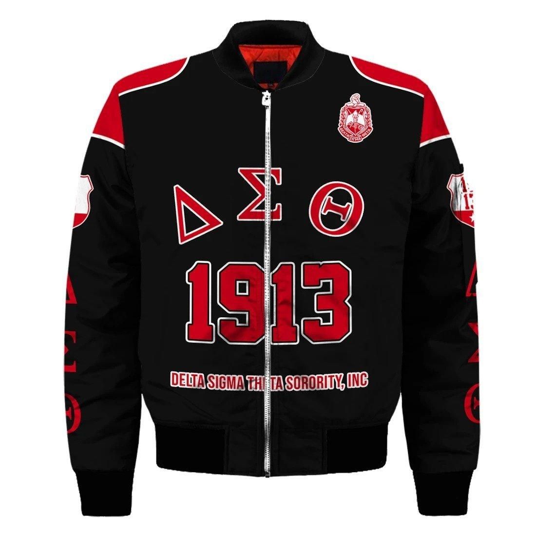 Delta Sigma Theta Elephant Delta Sleeve Zip Bomber Jacket