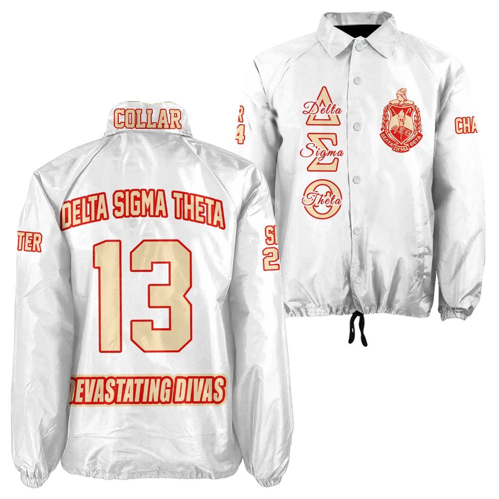 Ireishprint Delta Sigma Theta Custom Line Crossing Jacket, White Line Simple Style Delta Sigma Theta Jacket Sorority Crossing Jacket