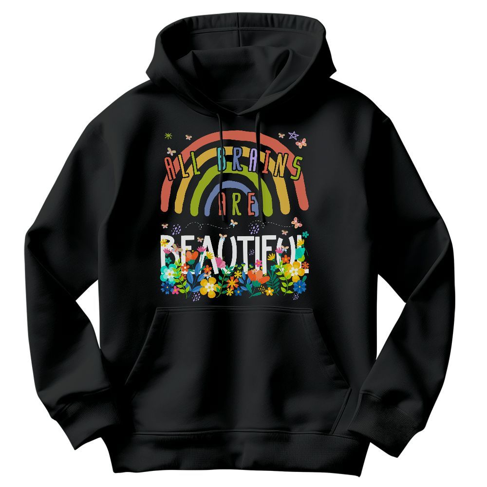 Amare Box All Brains Are Beautiful Autism Awareness Shirt, Neurodiversity SPED Team Language Therapist Unisex Hoodie
