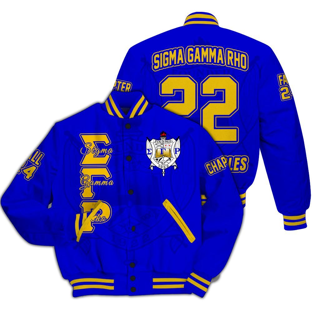 Ireishprint Sigma Gamma Rho Custom Chapter Varsity Jacket, Personalized Royal Blue Jacket Since 1922 Sorority Jacket