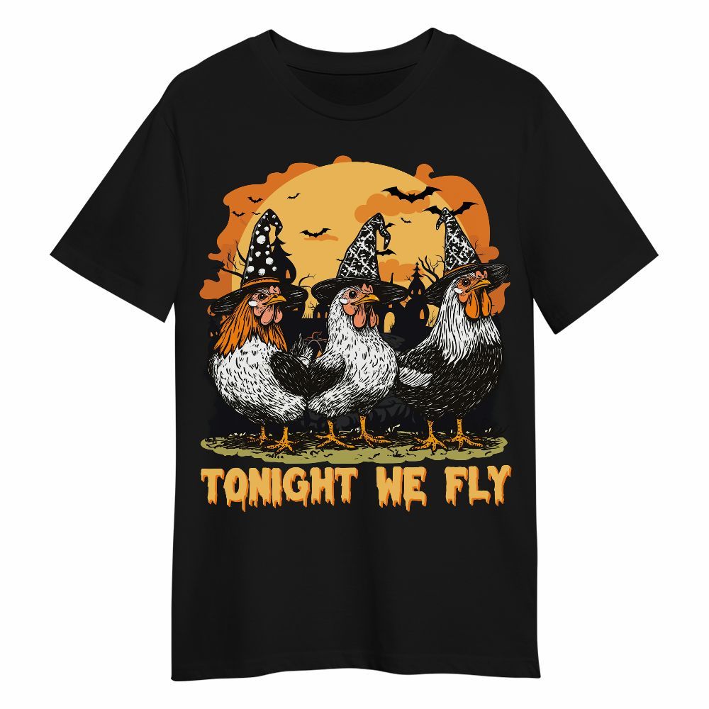 Amare Box Halloween Chickens Shirt, Funny Chicken Halloween Tonight We Fly Spooky Season Unisex Shirt