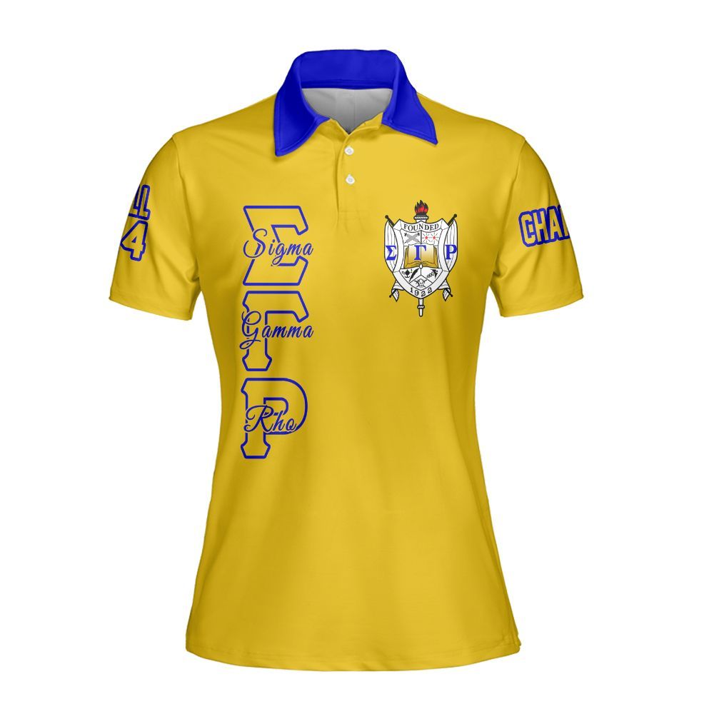 Ireishprint Sigma Gamma Rho Custom Chapter Polo Shirt, Personalized Gold Polo Shirt Sigma Gamma Rho Sorority Polo Shirt