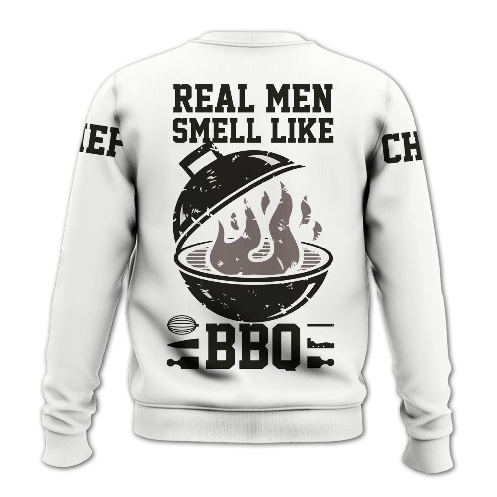 Amare Box Cooking Shirt, Real Men Smell Like BBQ, Funny Cook, Chef Shirt, Baking Shirt, Cook Lover, Custom Name Gift Shirt For Chef Knitted Sweater