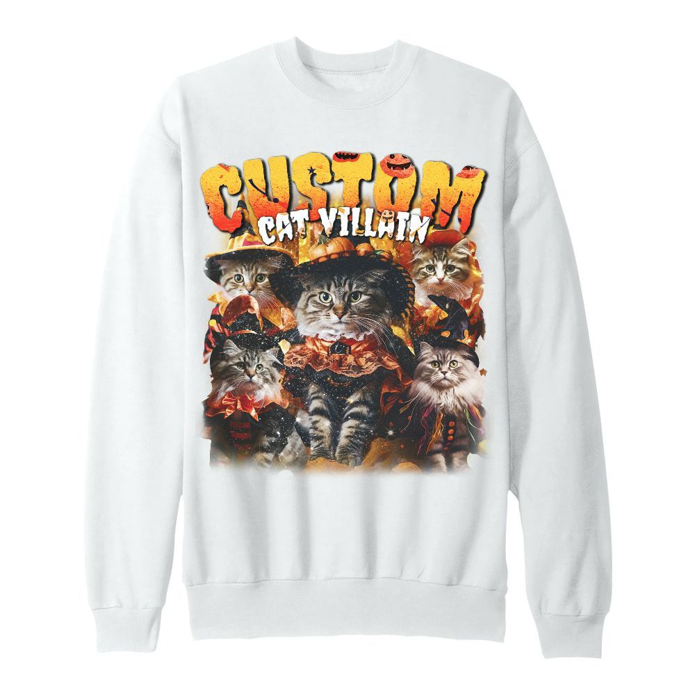 Amare Box Custom Your Own Cat Halloween Bootleg 90s Custom Name, Photo Shirt, Retro Vintage Halloween Unisex Sweatshirt