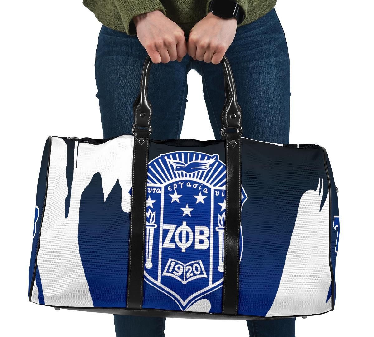 Ireishprint Zeta Phi Beta Travel Bag, Zeta Phi Beta 1920 Brush Style Zeta Blue Travel Sorority Bag