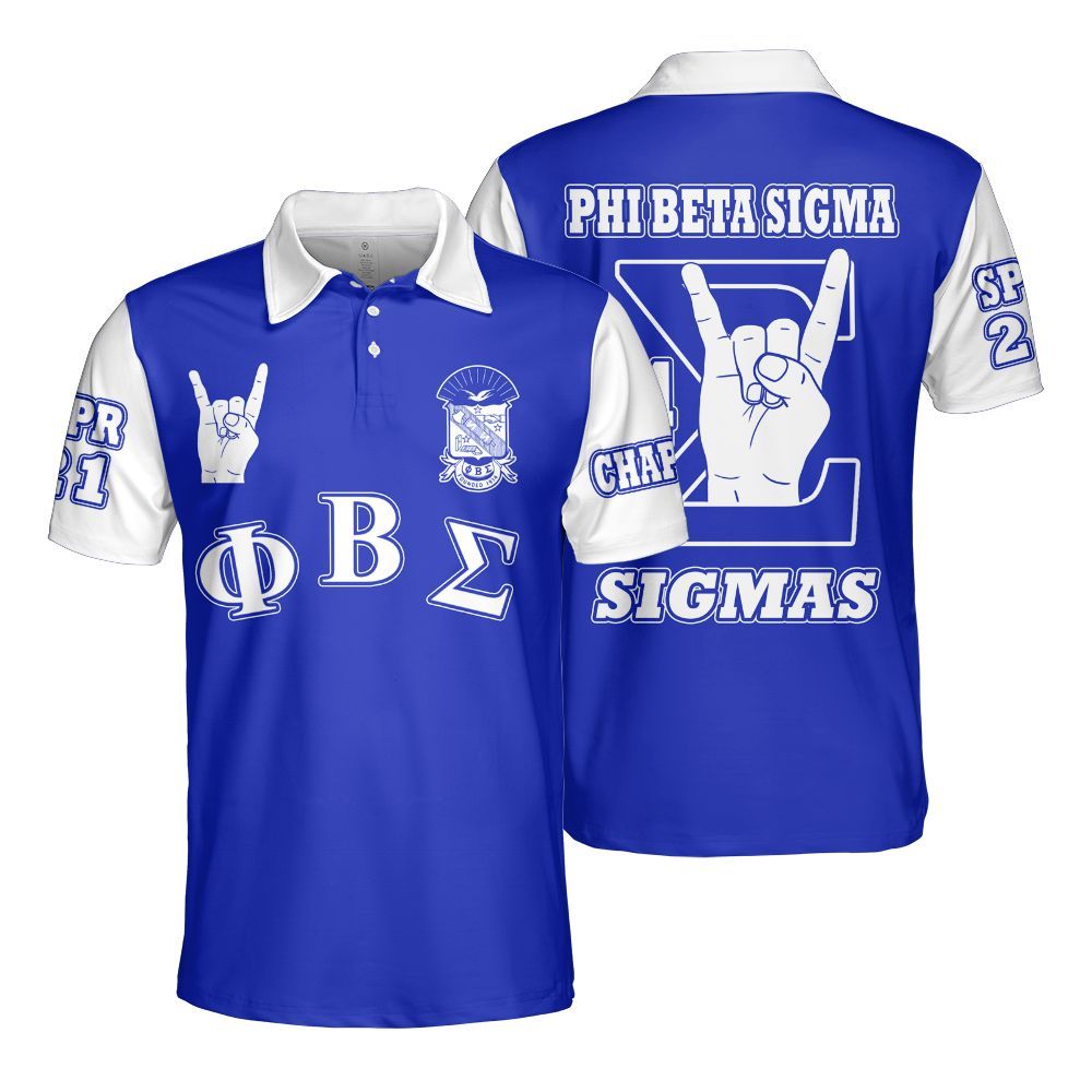 Ireishprint Phi Beta Sigma Custom Chapter Polo Shirt, Personalized Hand Sign Polo Phi Beta Sigma Fraternity Polo Shirt