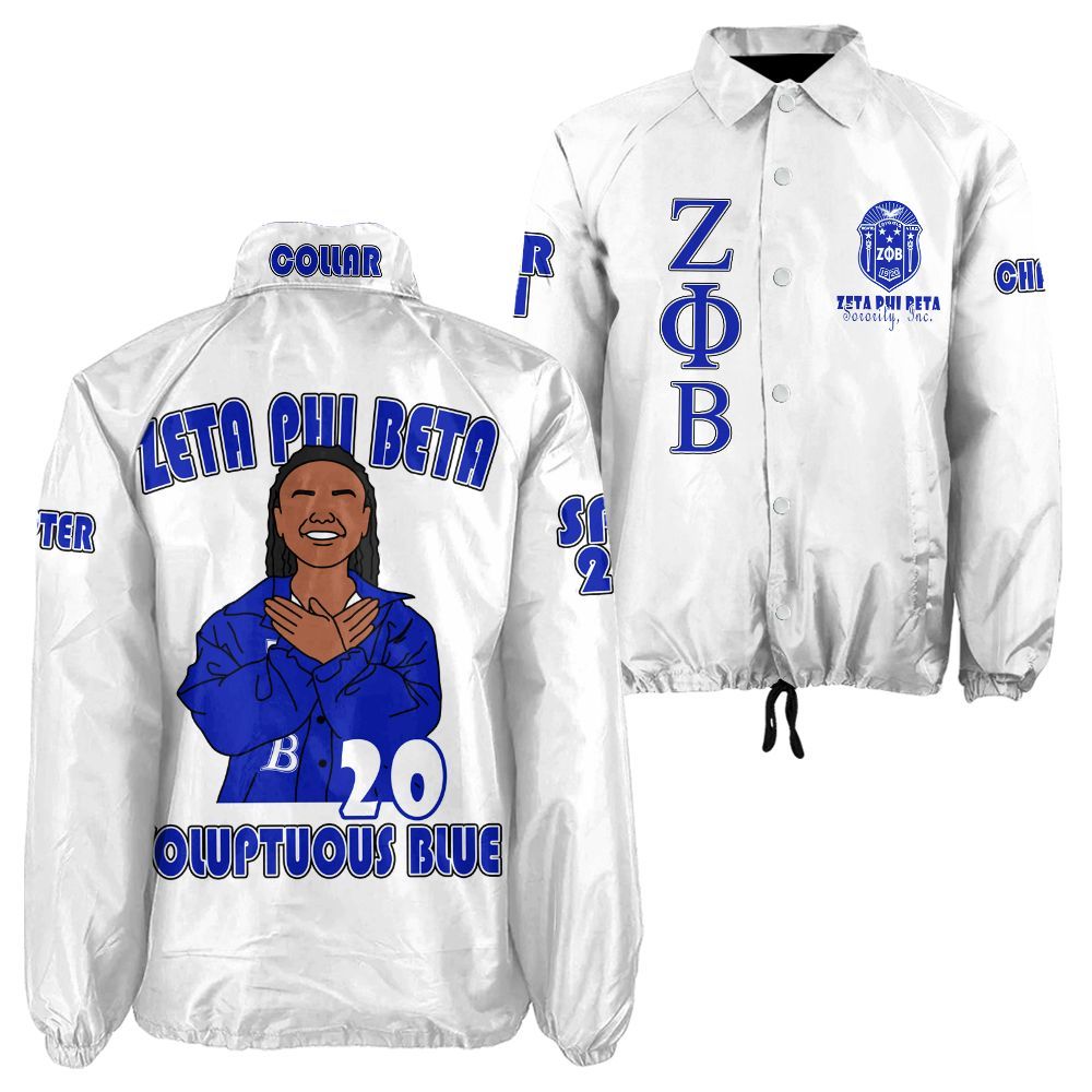 Ireishprint Zeta Phi Beta Custom Line Crossing Jacket, Personalized White Jacket Zeta Phi Beta 1920 Sorority Crossing Jacket