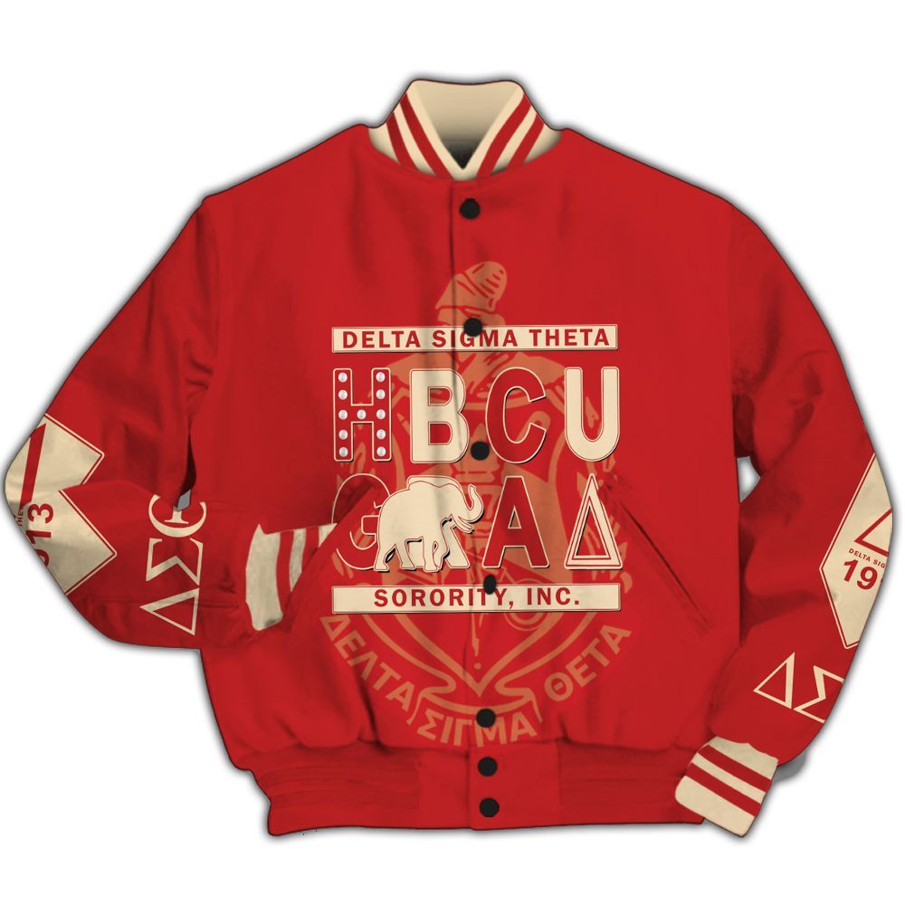 Ireishprint Delta Sigma Theta Varsity Jacket, Personalized Crimson HBCU Style Varsity Jacket Delta Sigma Theta Sorority Jacket