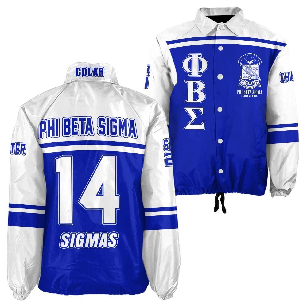 Ireishprint Phi Beta Sigma Custom Chapter Crossing Jacket, Personalized White Sleeves Royal Blue Jacket Phi Beta Sigma Fraternity Crossing Jacket