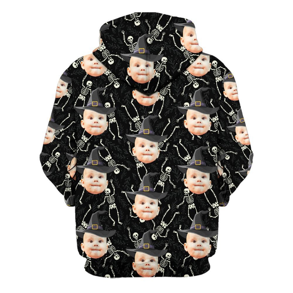 Amare Box Custom Face Photo Halloween Hawaiian Shirt, Personalized Baby Face Family Halloween Party Unisex Hoodie
