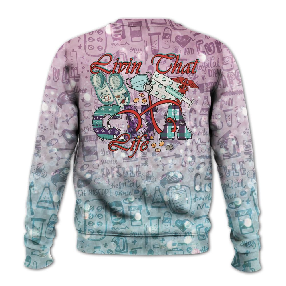 Amare Box Nurse Shirt, Livin That CNA Life, Custom Name Shirt, CNA Stuff, CNA Clipart, Gift For CNA Knitted Sweater