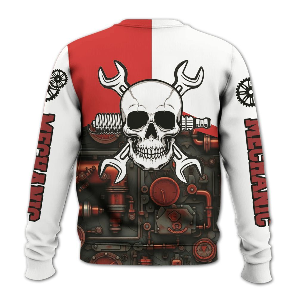 Amare Box Mechanic Shirt, Mechanic Skull, Custom Name Shirt, Love Mechanic, Gift For Mechanician Knitted Sweater