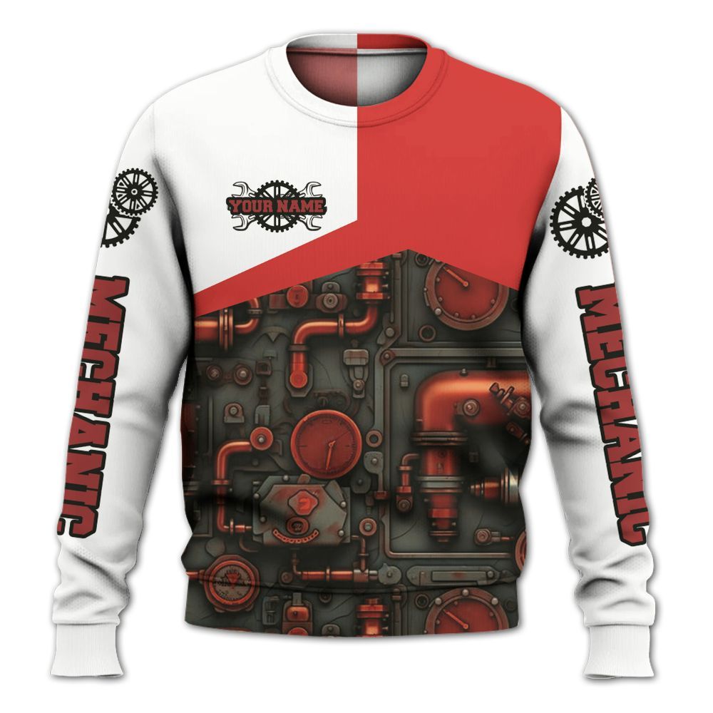 Amare Box Mechanic Shirt, Mechanic Skull, Custom Name Shirt, Love Mechanic, Gift For Mechanician Knitted Sweater