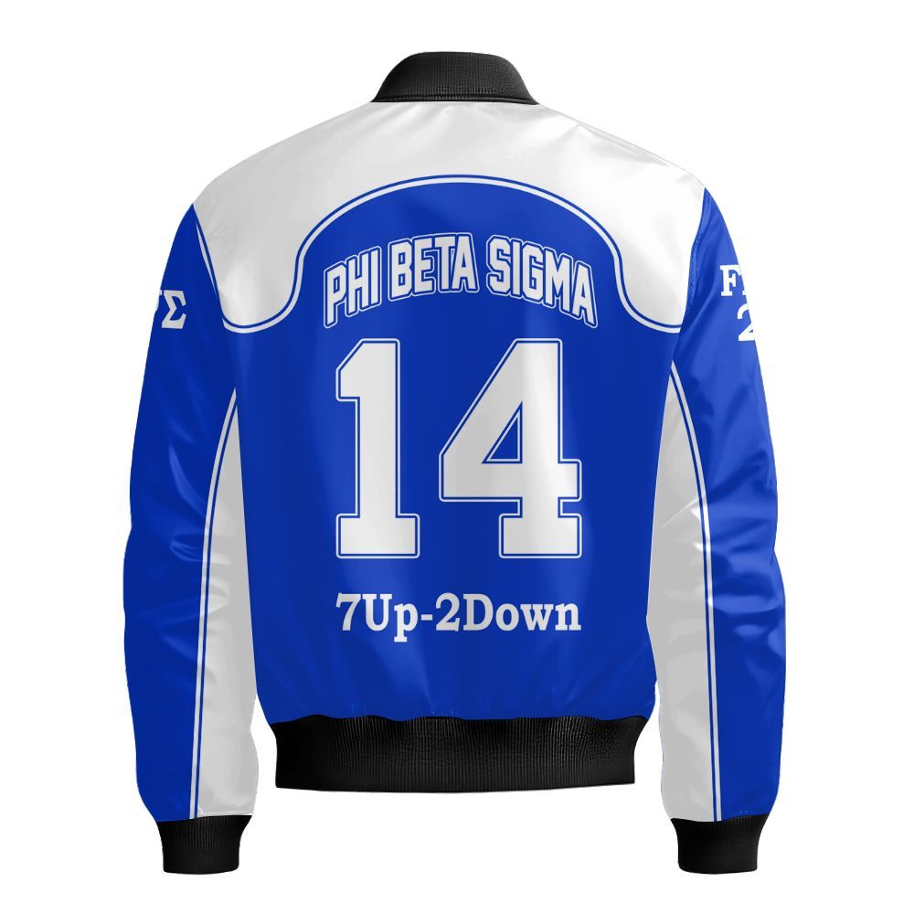 Ireishprint Phi Beta Sigma Custom Chapter Bomber Jacket, ΦΒΣ Lettered Racing Style 1914 Fraternity Bomber Jacket